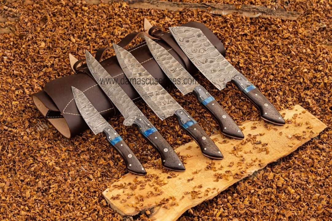 de-kitchenset21 Premium Hand-Forged Damascus Steel Kitchen Knife Set - Culinary Excellence
